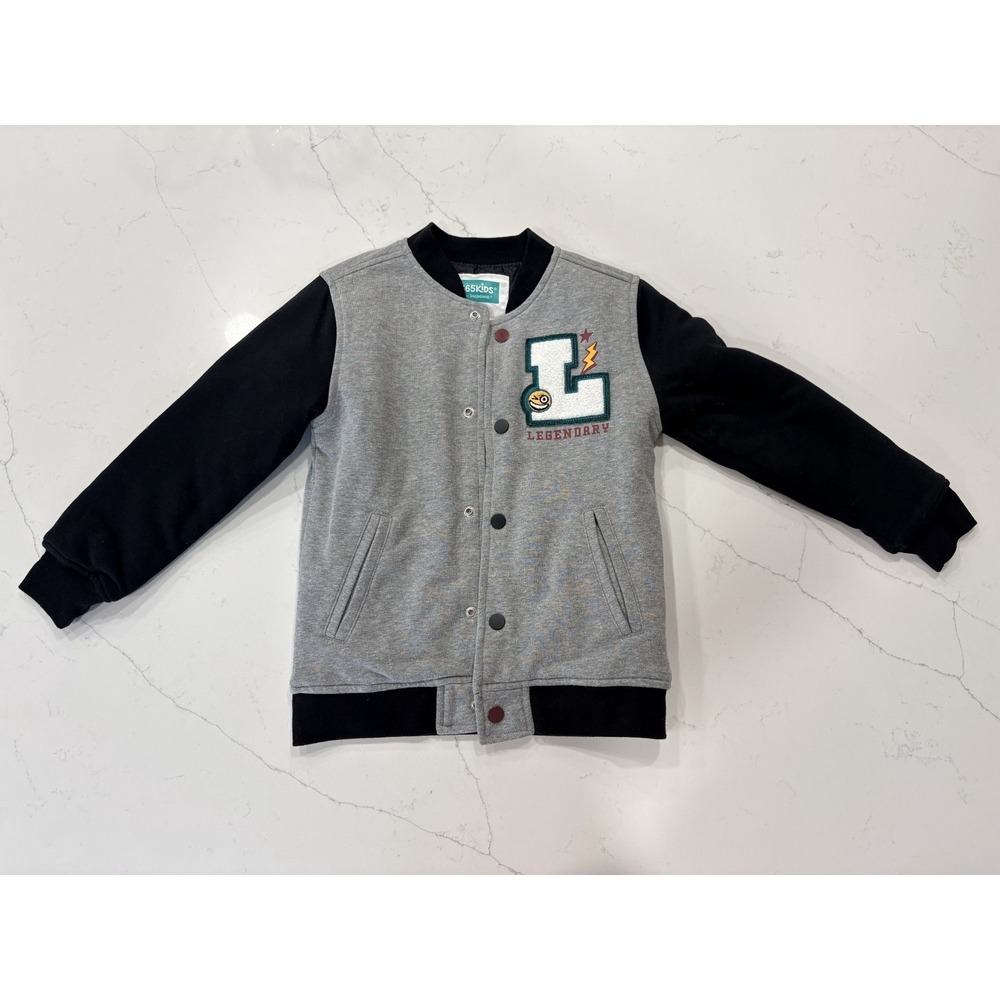 365 Kids Garanimals Boys Letterman Varsity Jacket Size 6 Legendary‎ Gray/Black